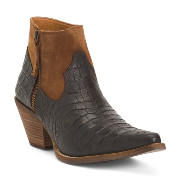 NEW DINGO Made In Mexico Leather Ricki Booties in brown for women 825 8m4 - Picture 2 of 5